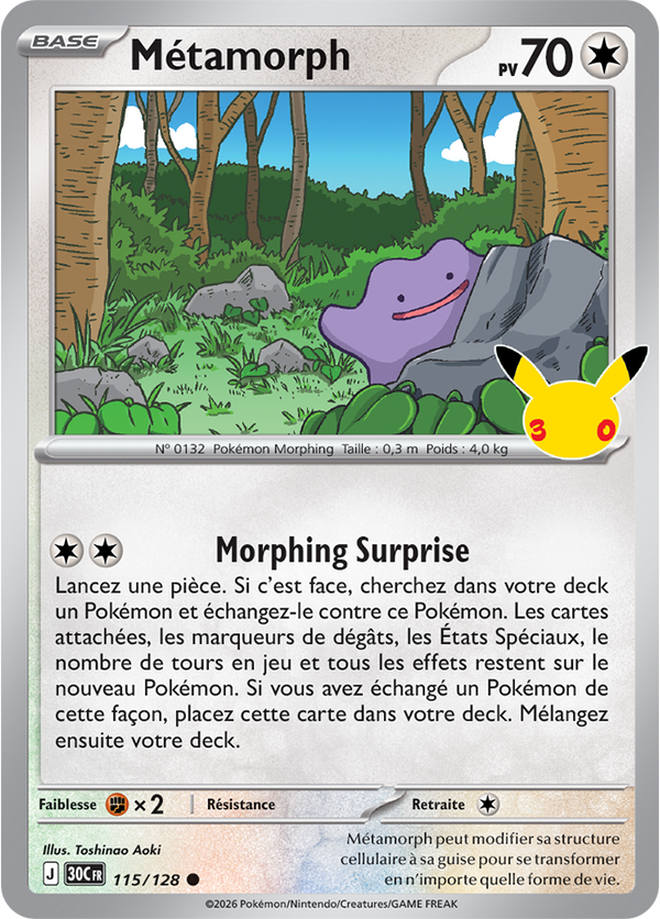Métamorph — Carte Pokémon 115 30e Anniversaire