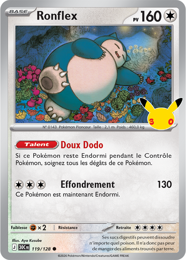 Ronflex — Carte Pokémon 119 30e Anniversaire