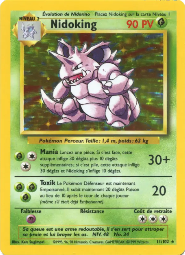 Nidoking — Carte Pokémon 11 Set de Base