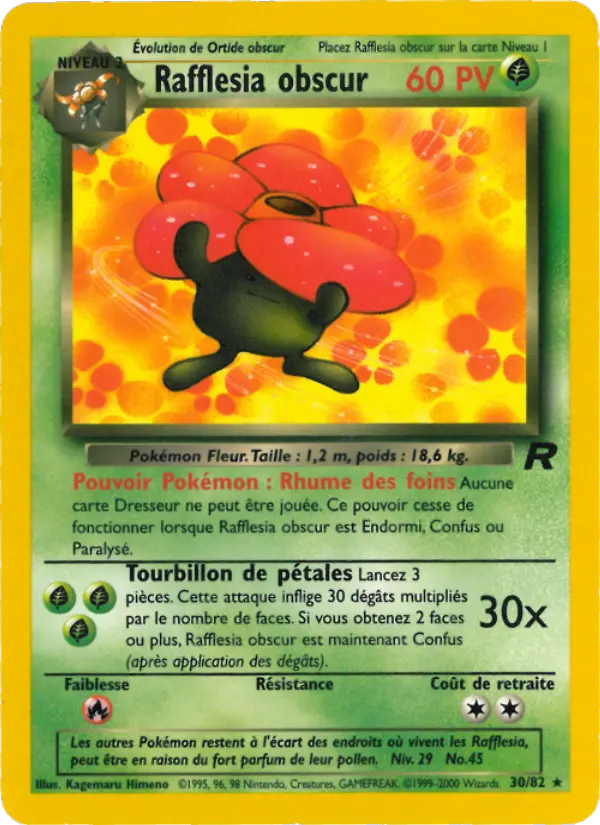 Rafflesia obscur — Carte Pokémon 30 Team Rocket