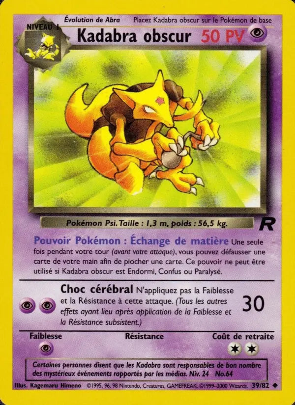 Kadabra obscur — Carte Pokémon 39 Team Rocket