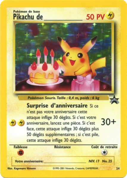 024 - Pikachu de ________ — Carte Pokémon Wizards Black Star Promos 024/53