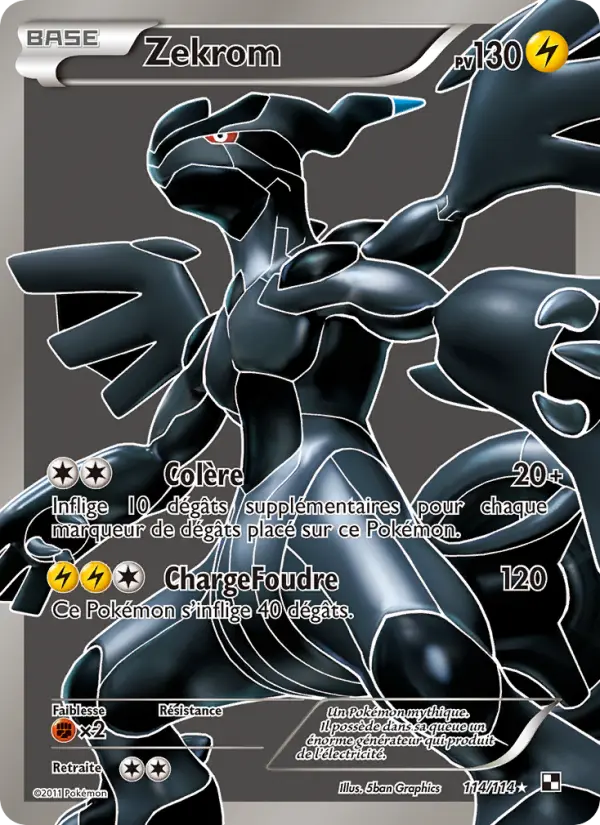 Zekrom — Carte Pokémon 114 Noir & Blanc