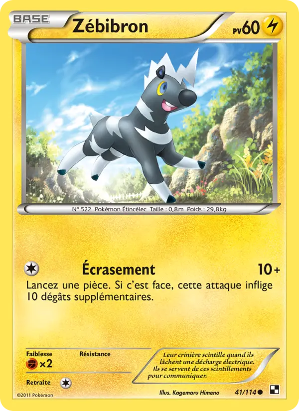Zébibron — Carte Pokémon 41 Noir & Blanc