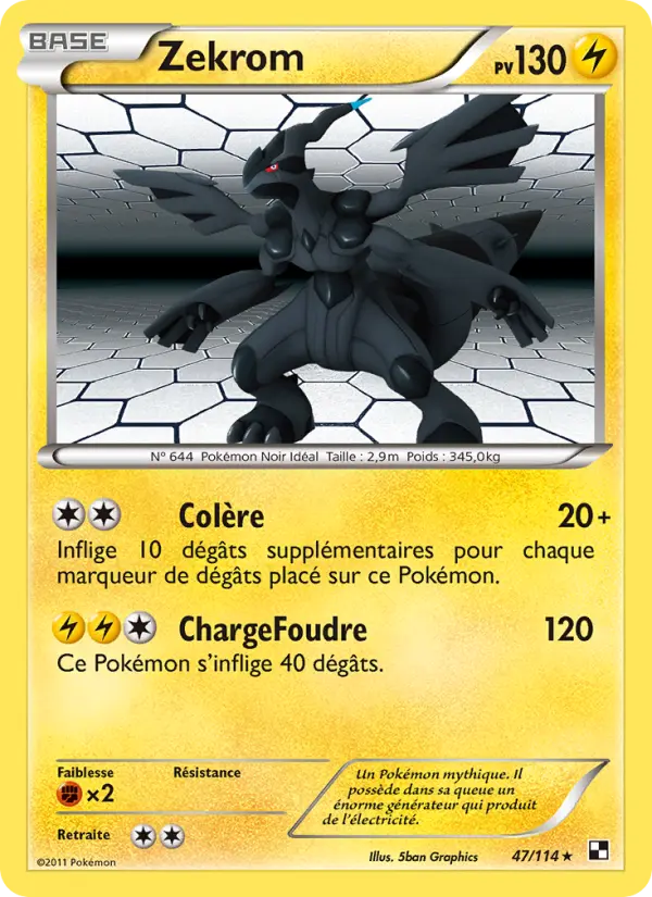 047/114 - Zekrom — Carte Pokémon Noir & Blanc 47/114