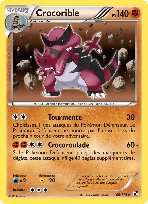 Crocorible — Carte Pokémon 65 Noir & Blanc