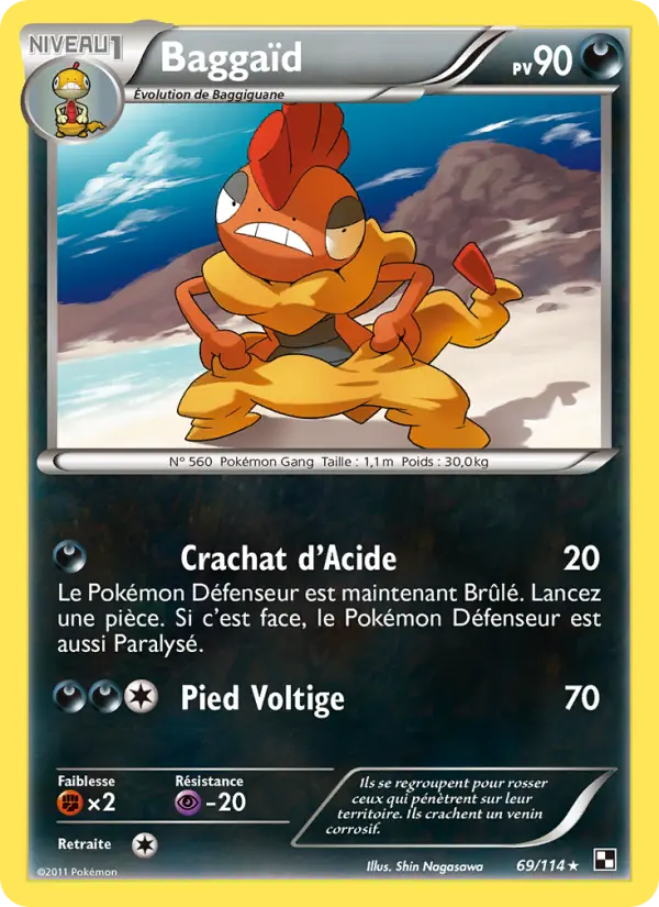 Baggaïd — Carte Pokémon 69 Noir & Blanc