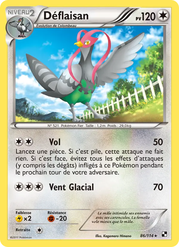 Déflaisan — Carte Pokémon 86 Noir & Blanc