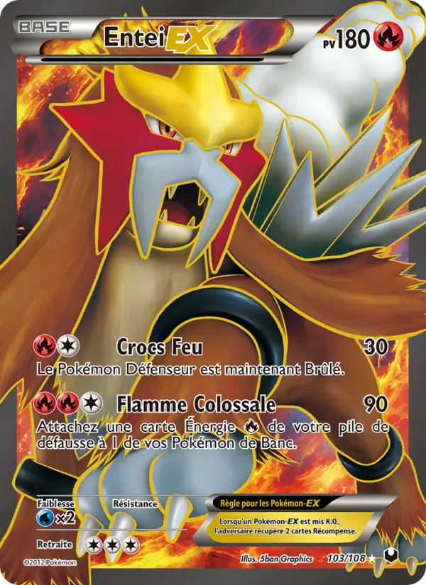 103/108 - Entei EX — Carte Pokémon Explorateurs Obscurs 103/108
