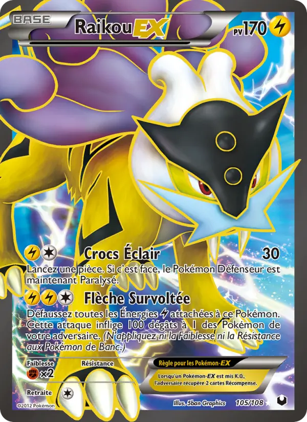 105/108 - Raikou EX — Carte Pokémon Explorateurs Obscurs 105/108