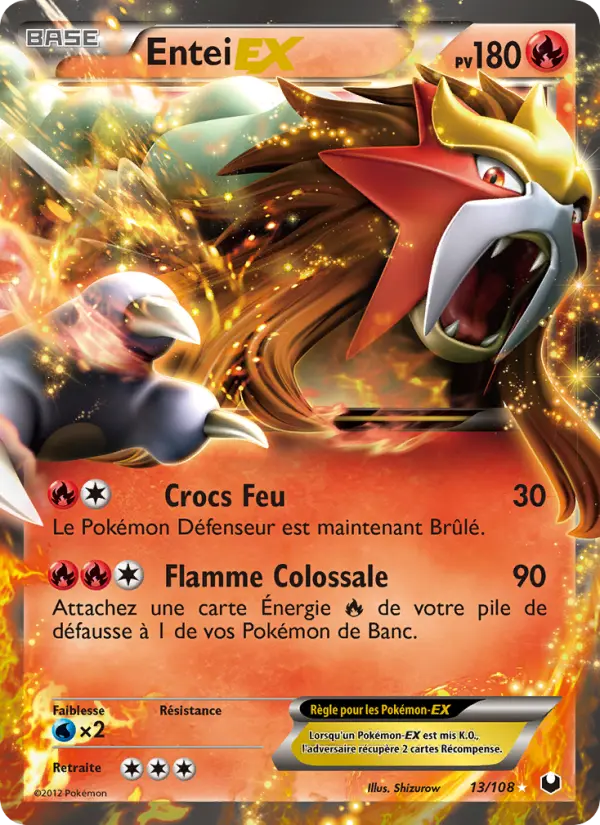 013/108 - Entei EX — Carte Pokémon Explorateurs Obscurs 13/108