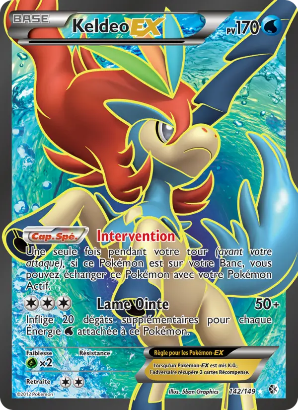 Keldeo EX — Carte Pokémon 142 Frontières Franchies