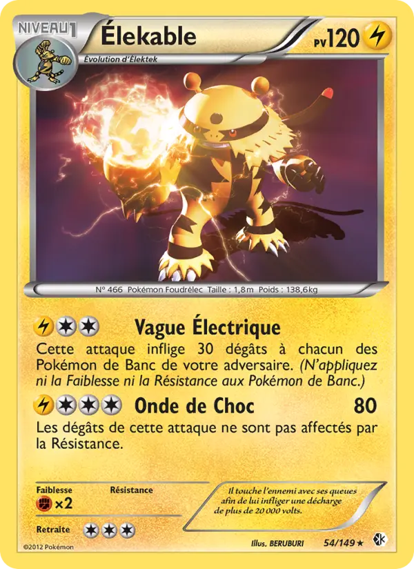 Élekable — Carte Pokémon 54 Frontières Franchies
