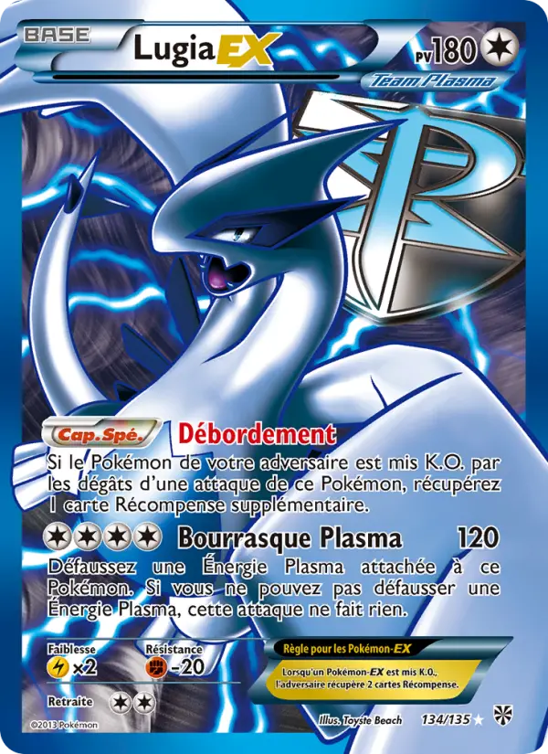 134/135 - Lugia EX — Carte Pokémon Tempète Plasma 134/135