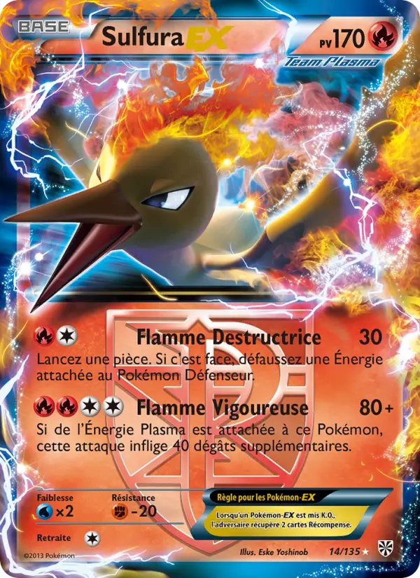 014/135 - Sulfura EX — Carte Pokémon Tempète Plasma 14/135