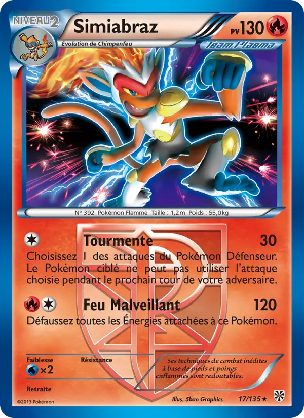 017/135 - Simiabraz — Carte Pokémon Tempète Plasma 17/135