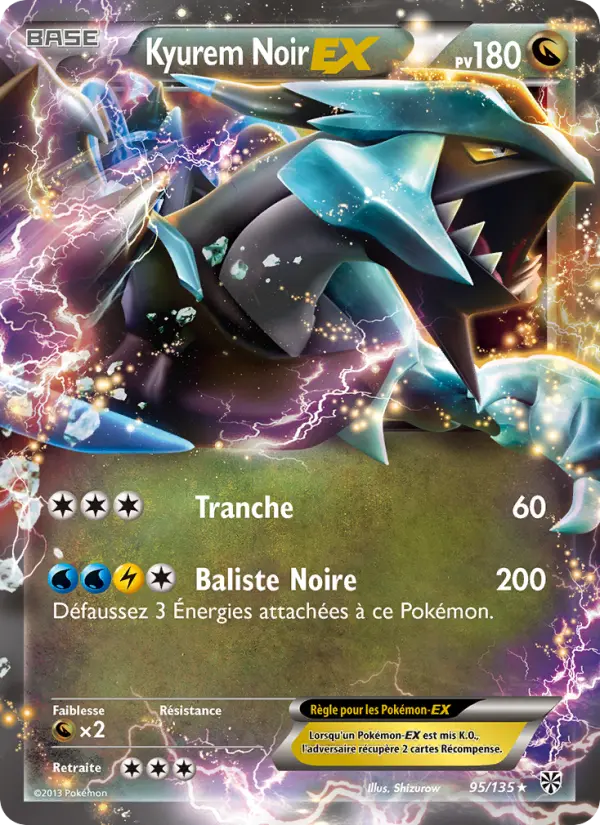 095/135 - Kyurem Noir EX — Carte Pokémon Tempète Plasma 95/135