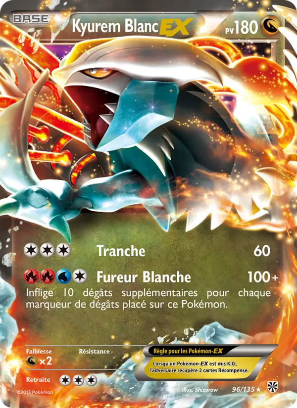 096/135 - Kyurem Blanc EX — Carte Pokémon Tempète Plasma 96/135