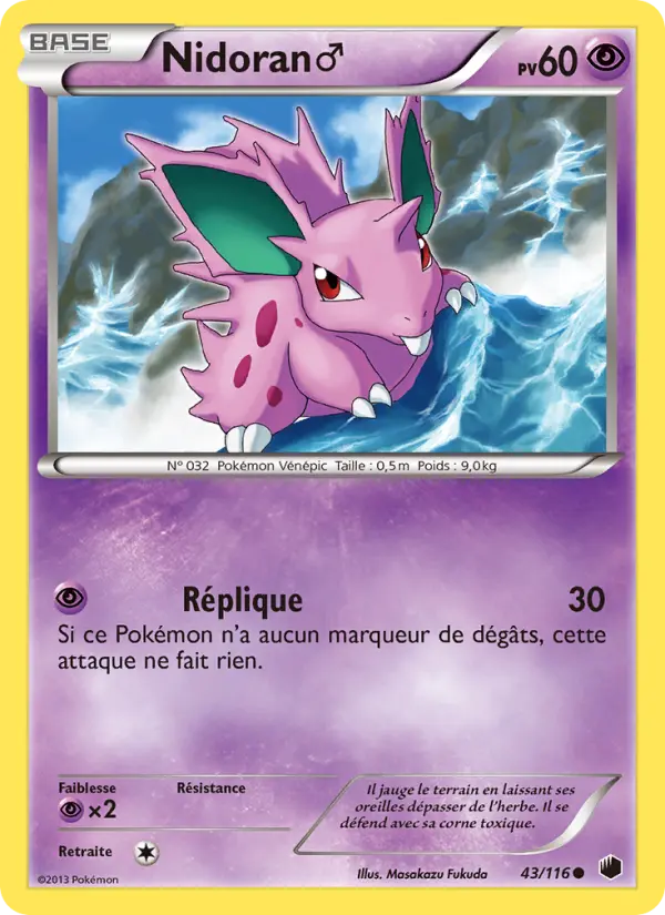 043/116 - Nidoran♂ — Carte Pokémon Glaciation Plasma 43/116