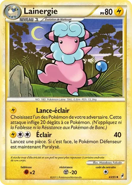 043/095 - Lainergie — Carte Pokémon L'appel des Légendes 43/95