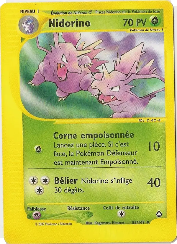 Nidorino — Carte Pokémon 55 Aquapolis