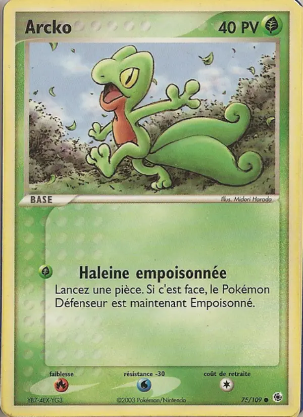 Arcko — Carte Pokémon 75 EX Rubis & Saphir