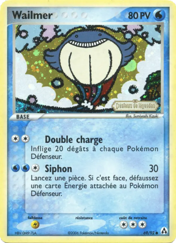 Wailmer — Carte Pokémon 69 EX Créateurs de légendes
