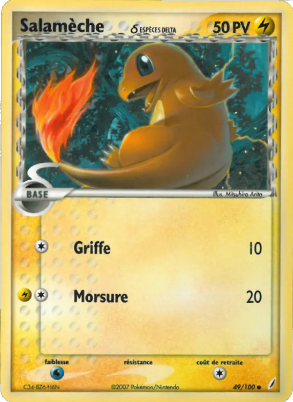 049/100 - Salamèche δ — Carte Pokémon EX Gardiens de Cristal 49/100