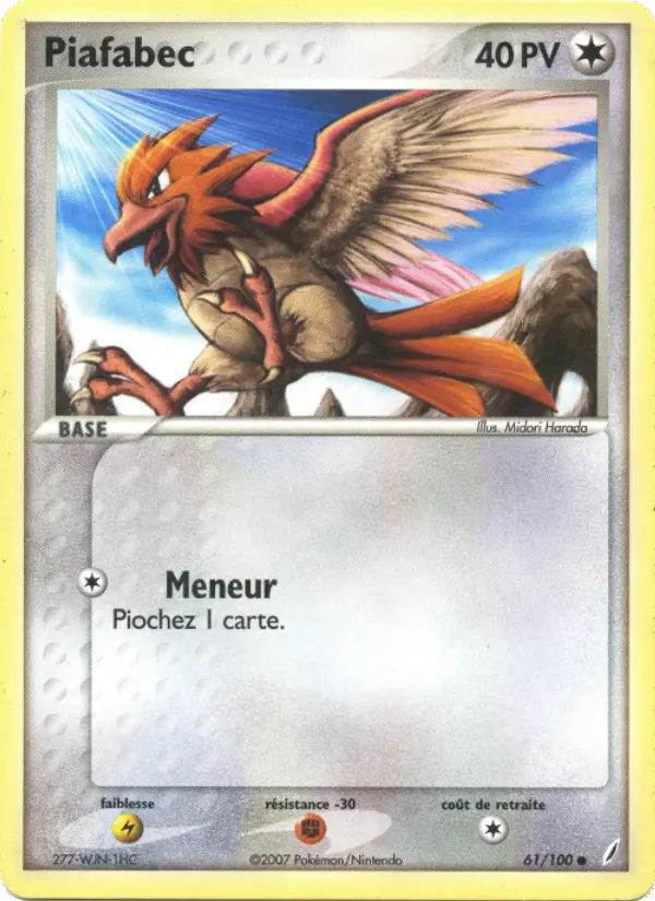 Piafabec — Carte Pokémon 61 EX Gardiens de Cristal