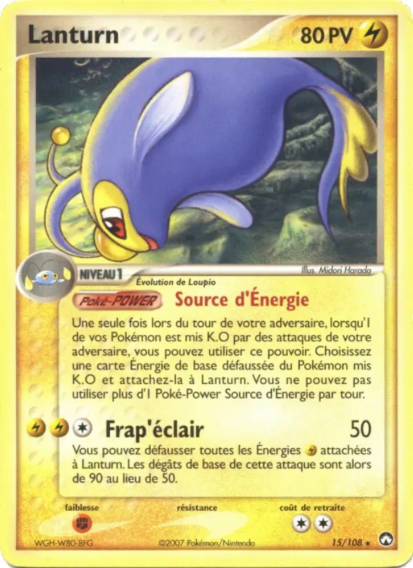 015/108 - Lanturn — Carte Pokémon EX Gardiens du Pouvoir 15/108