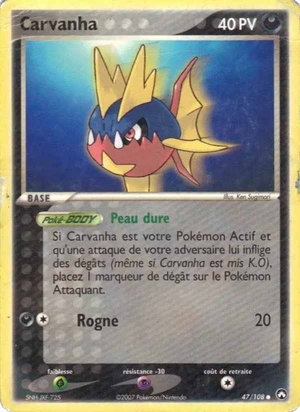 047/108 - Carvanha — Carte Pokémon EX Gardiens du Pouvoir 47/108
