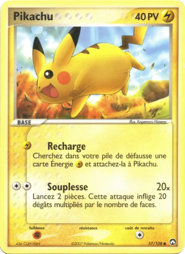 057/108 - Pikachu — Carte Pokémon EX Gardiens du Pouvoir 57/108