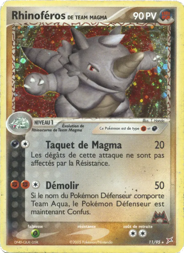 Rhinoféros de Team Magma — Carte Pokémon 11 EX Team Magma vs Team Aqua