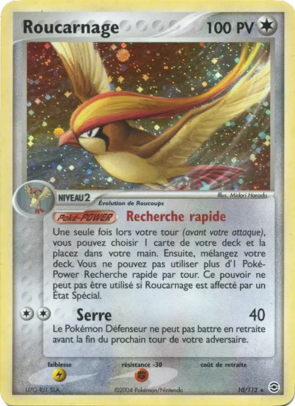 Roucarnage — Carte Pokémon 10 EX Rouge Feu & Vert Feuille