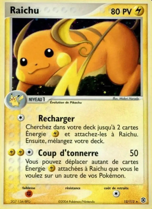 Raichu — Carte Pokémon 12 EX Rouge Feu & Vert Feuille