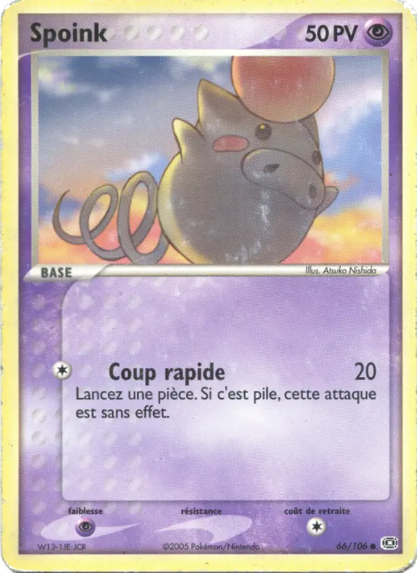 Spoink — Carte Pokémon 66 EX Émeraude