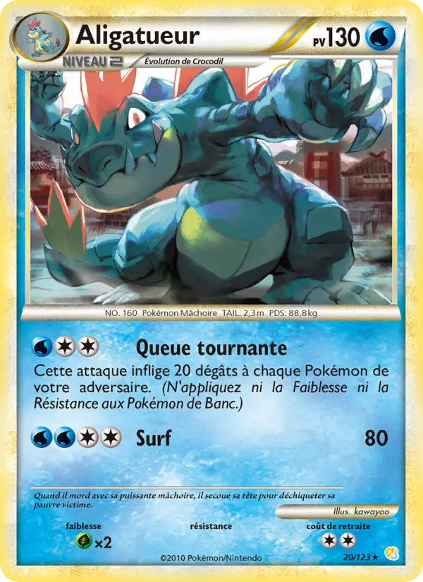 020/123 - Aligatueur — Carte Pokémon HeartGold SoulSilver 20/123