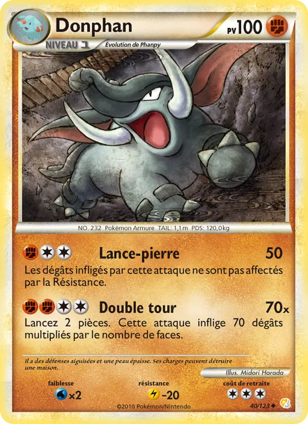 040/123 - Donphan — Carte Pokémon HeartGold SoulSilver 40/123