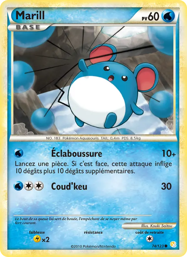 Marill — Carte Pokémon 74 HeartGold SoulSilver