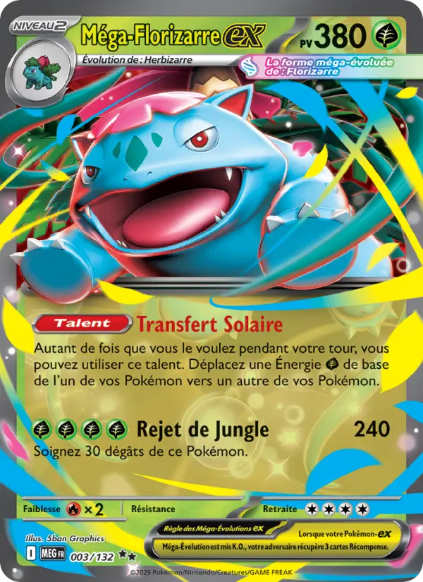 003/132 - Méga-Florizarre EX — Carte Pokémon Méga-Évolution 003/132