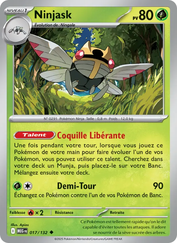 017/132 - Ninjask — Carte Pokémon Méga-Évolution 017/132
