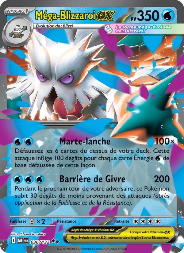 036/132 - Méga-Blizzaroi EX — Carte Pokémon Méga-Évolution 036/132