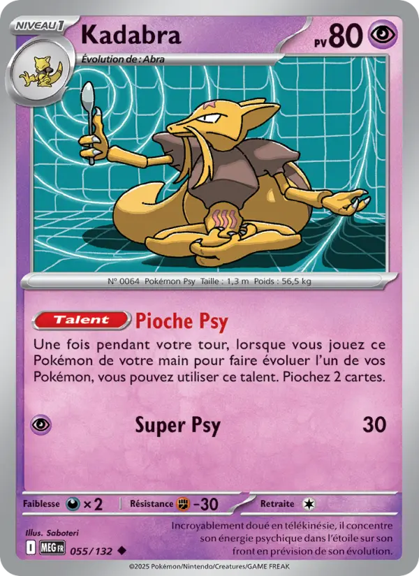 055/132 - Kadabra — Carte Pokémon Méga-Évolution 055/132