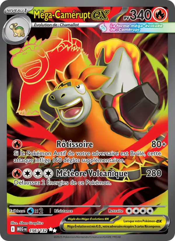 156/132 - Méga-Camérupt EX — Carte Pokémon Méga-Évolution 156/132