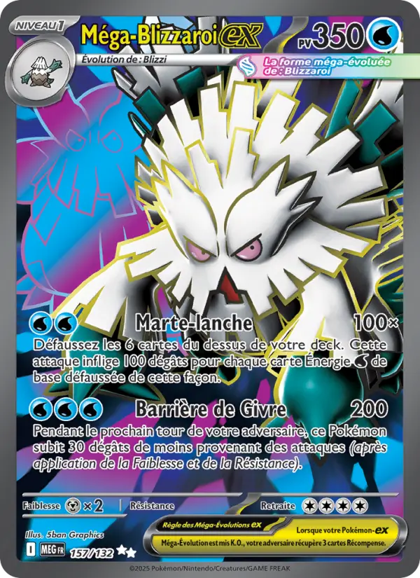157/132 - Méga-Blizzaroi EX — Carte Pokémon Méga-Évolution 157/132