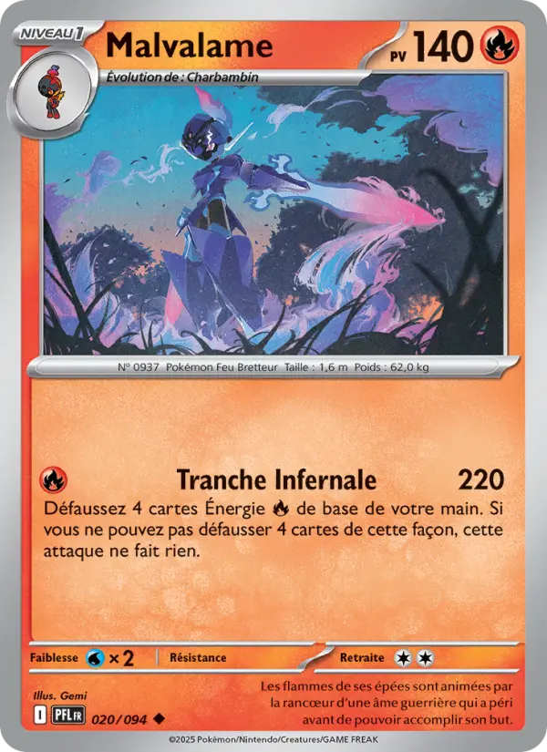Malvalame — Carte Pokémon 020 Flammes Fantasmagoriques