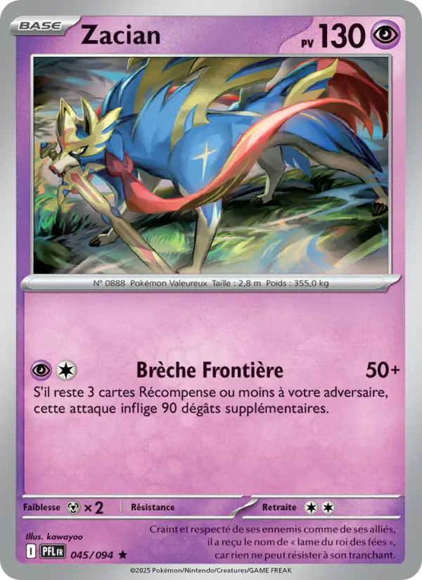 045/094 - Zacian — Carte Pokémon Flammes Fantasmagoriques 045/94