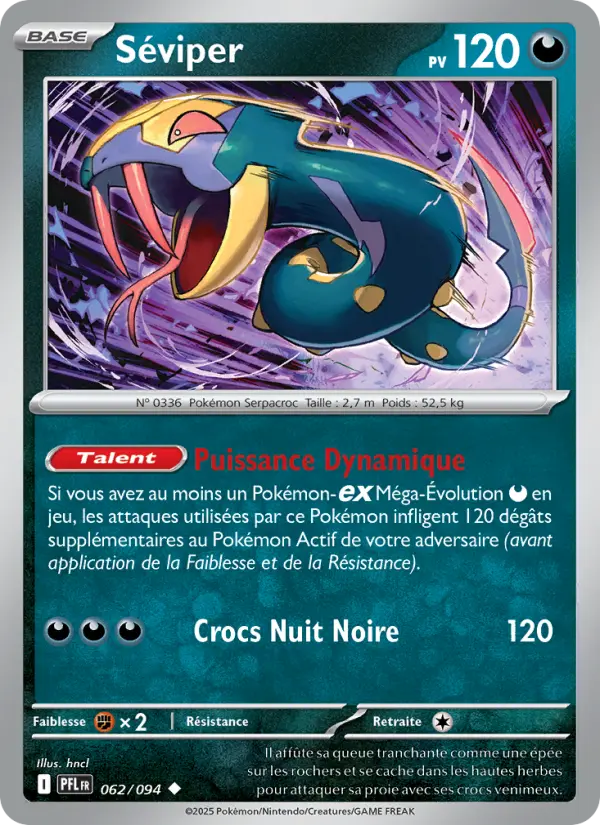 062/094 - Séviper — Carte Pokémon Flammes Fantasmagoriques 062/94