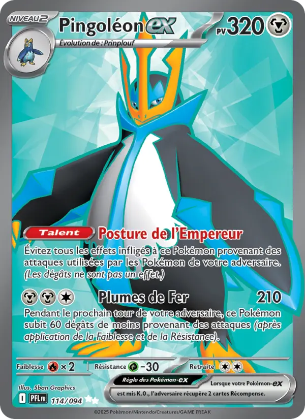 114/094 - Pingoléon EX — Carte Pokémon Flammes Fantasmagoriques 114/94