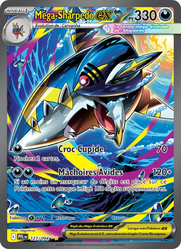 Méga-Sharpedo-ex — Carte Pokémon 127 Flammes Fantasmagoriques